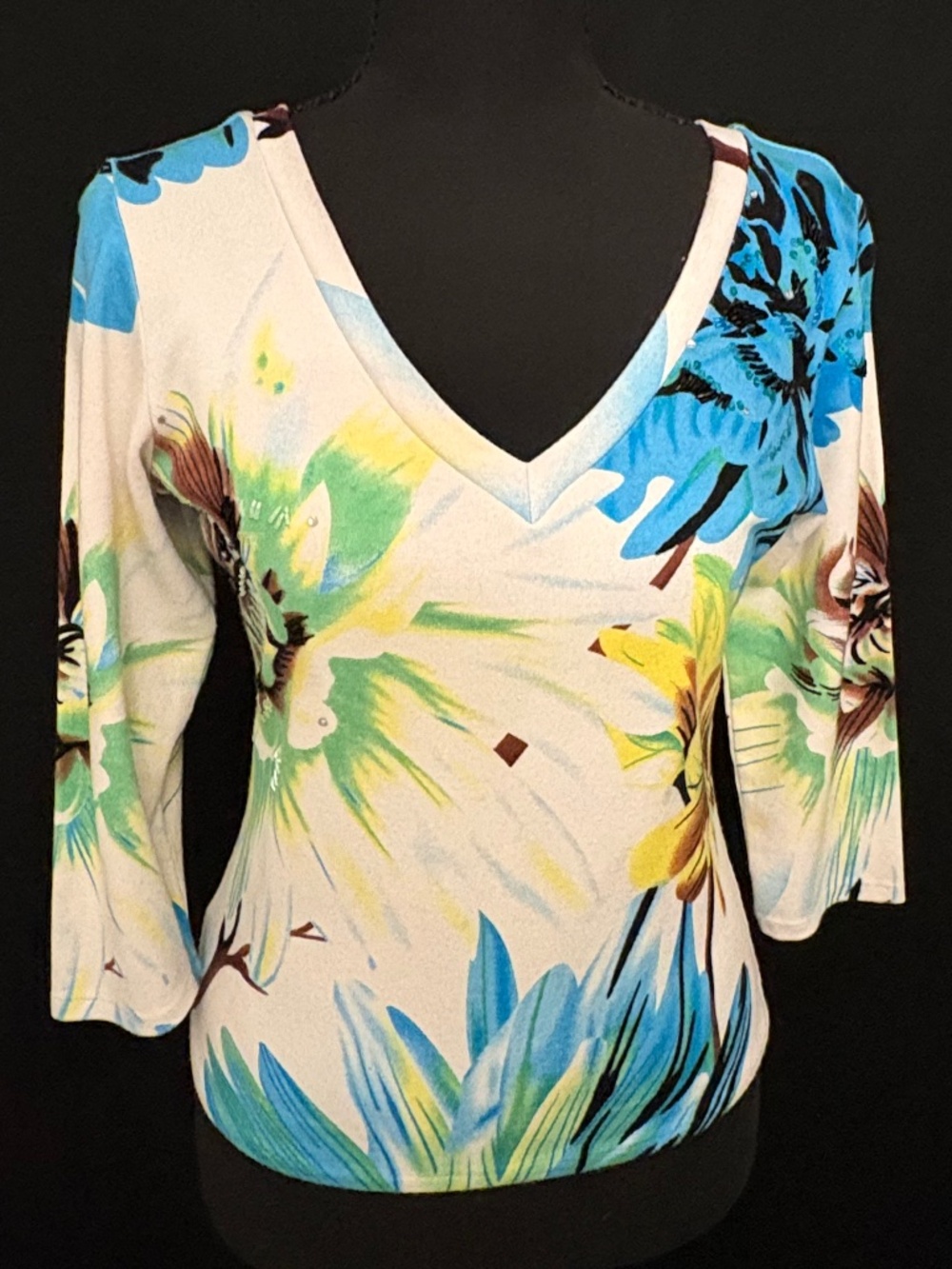 Cache Flowered Women's Knit Top (Small/Medium)